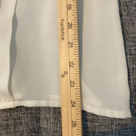 Laura Jayne Collection Cream Long Sleeve Blouse Beaded Shoulder Details Pleated - Picture 13 of 14